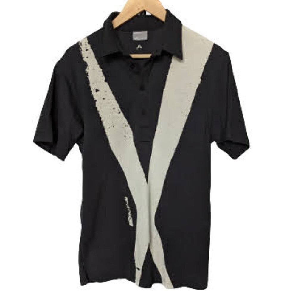 J Lindberg Black Burnout X Pattern Golf Polo Shirt
